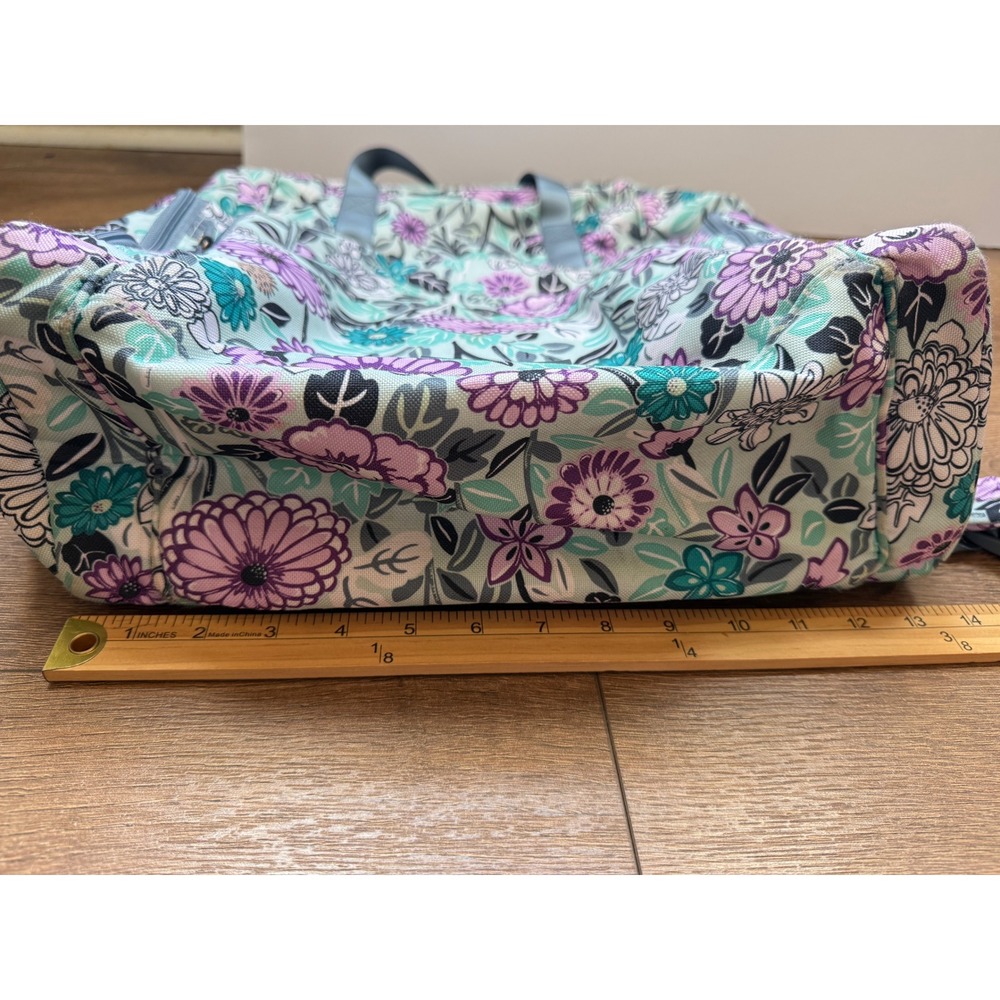 Vera Bradley Floral diaper bag Backpack Mint Purple Teal Canvas Multi-Pocket - Picture 14 of 16